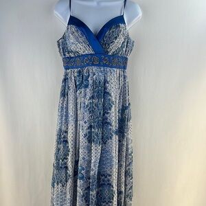 OC OC Skinny Strap Beaded Paisley Printed Silk Maxi Dress
